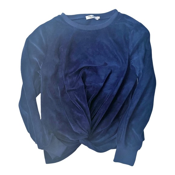Blue Velvet Front Knot Twist Women's Pullover Sweatshirt Size Large - Picture 1 of 4